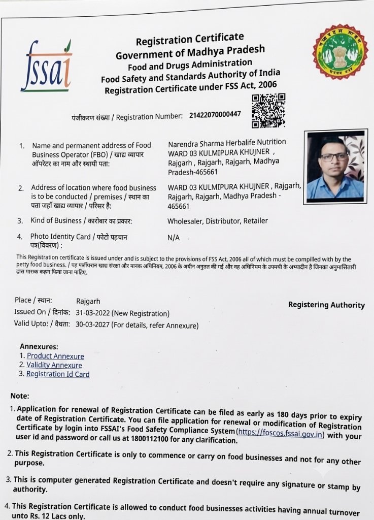 FSSAI Registration Certificate